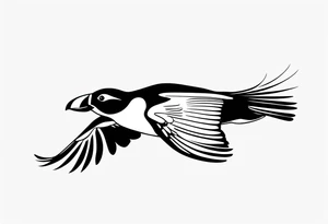 a black flying puffin 
 -  forarm Tattoo tattoo idea