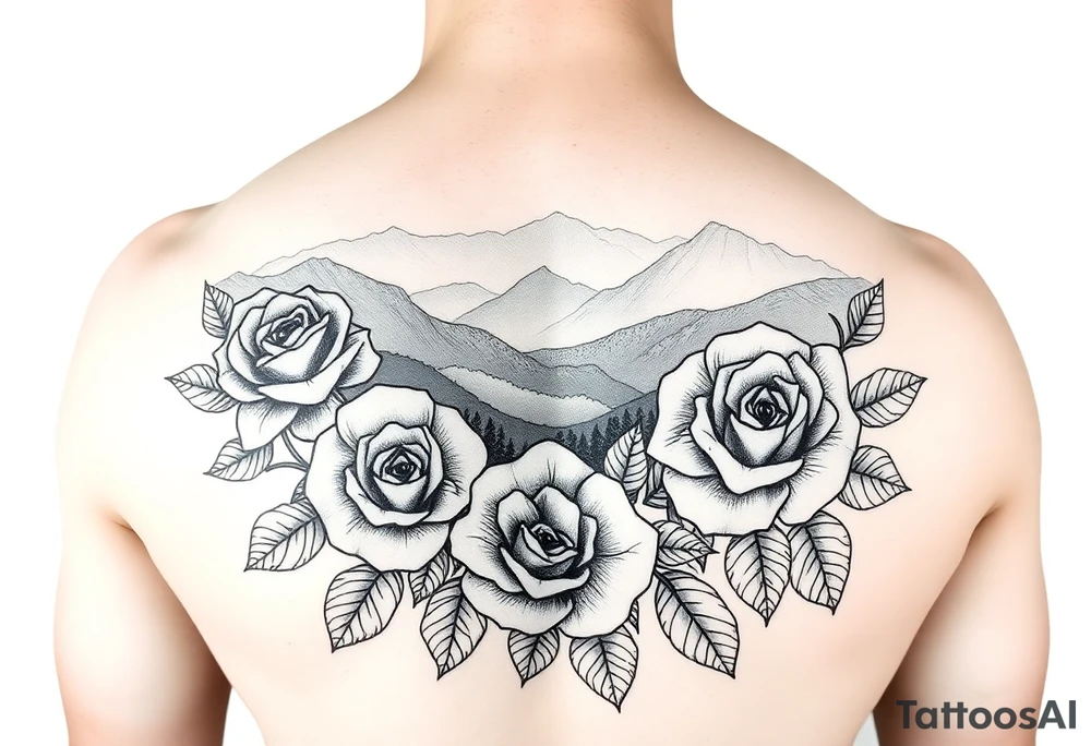 Flowers roses in the great smoky mountains view tattoo idea