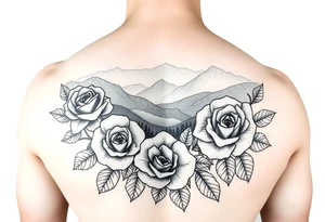 Flowers roses in the great smoky mountains view tattoo idea