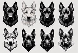 Black German shepherd portrait tattoo idea