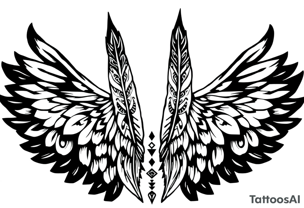 spiritual feathers indian mandala shaman rune tattoo idea