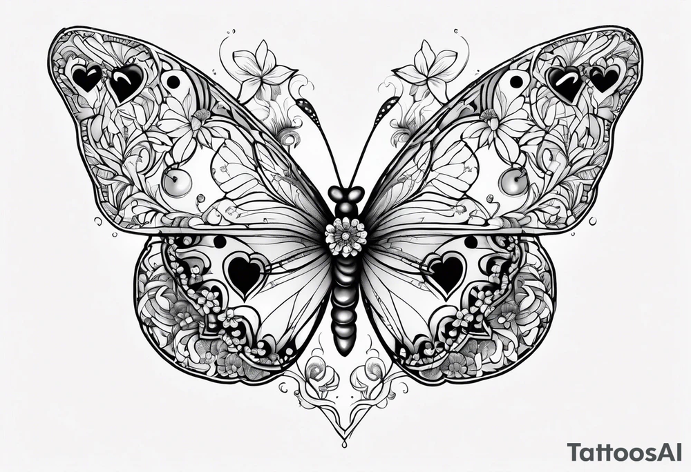 Gerbara butterfly paws forget me not heart tattoo idea