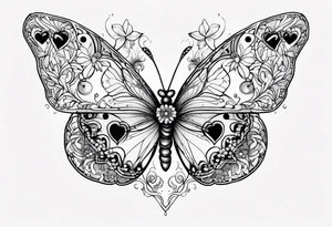 Gerbara butterfly paws forget me not heart tattoo idea