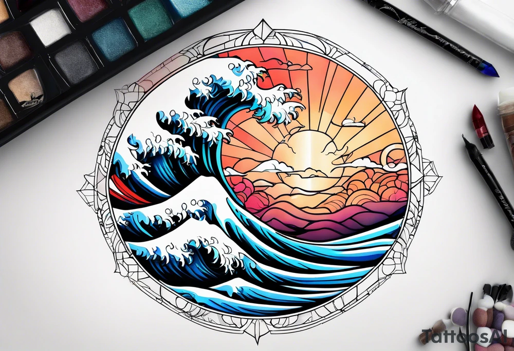 ocean, géométric tattoo idea