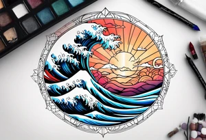 ocean, géométric tattoo idea