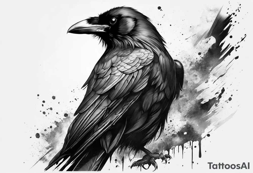 Generate a tattoo of a raven for the forearm tattoo idea