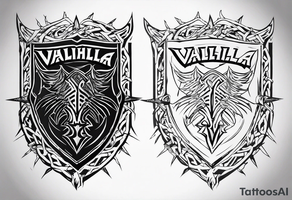 Valhalla
sword shield barbed  wire tattoo idea