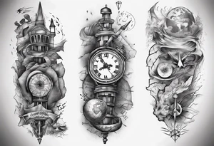 maps full arm tattoo idea