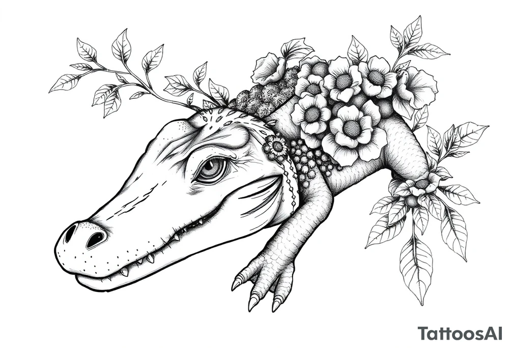 gothic alligator with orange groves tattoo idea