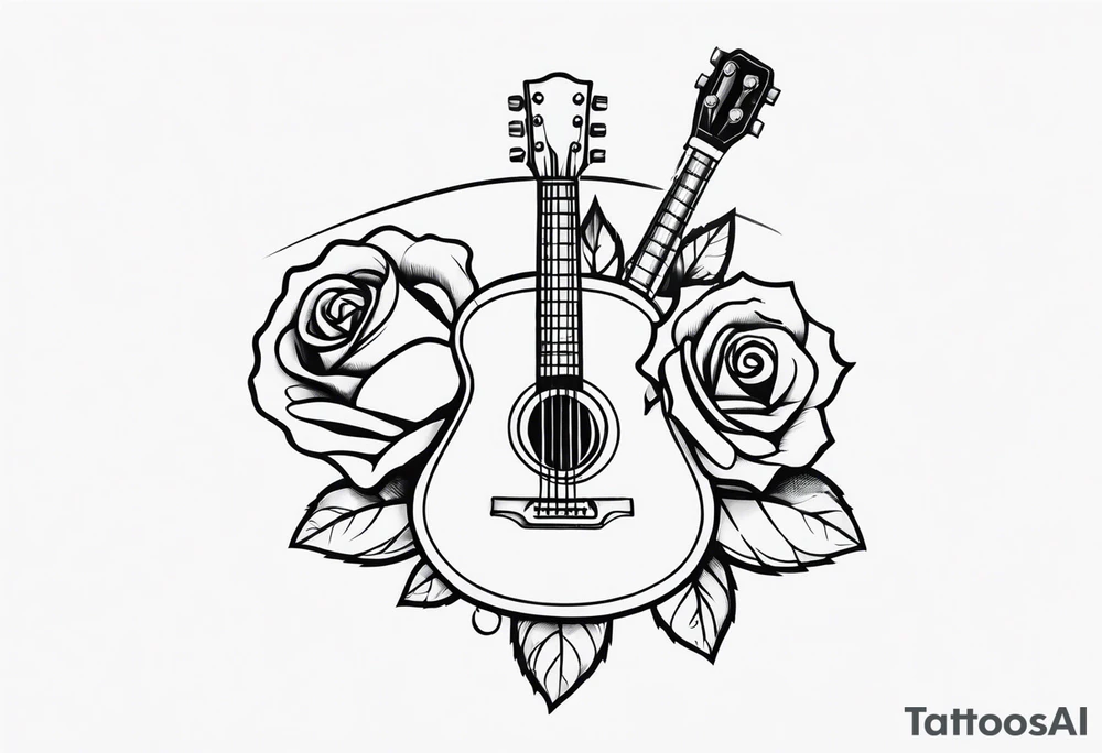 a rose, a wrench, and an acoustic guitar tattoo idea