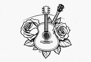 a rose, a wrench, and an acoustic guitar tattoo idea