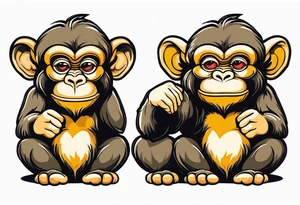 three wise monkeys one has ears covered one eyes one mouth tattoo idea
