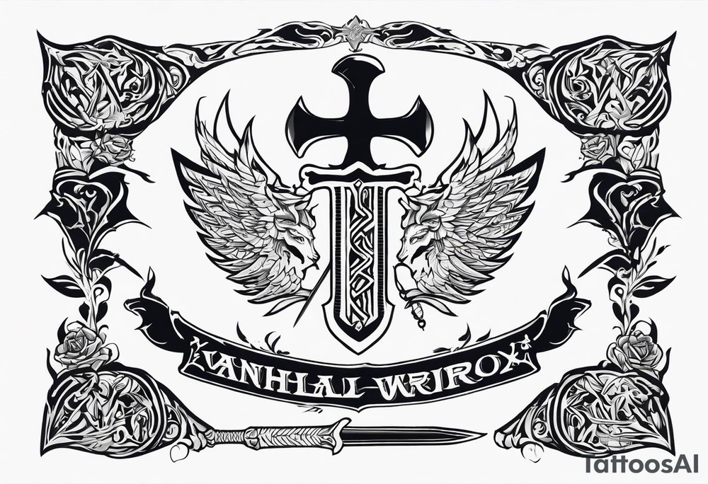 Valhalla sword warrior funeral tattoo idea
