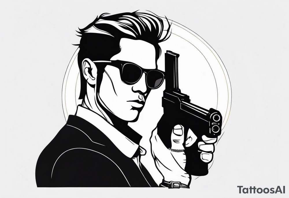 capricorn man with sunglasses and gun tattoo idea