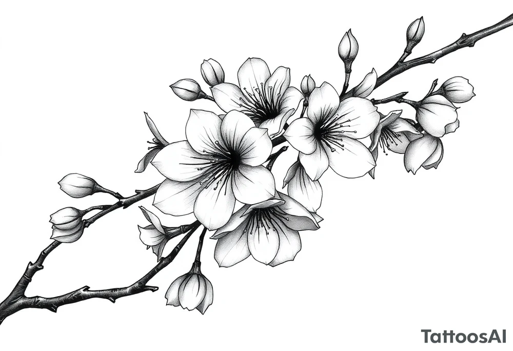 Cherry blossom branchwith rund petals tattoo idea