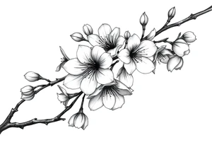 Cherry blossom branchwith rund petals tattoo idea