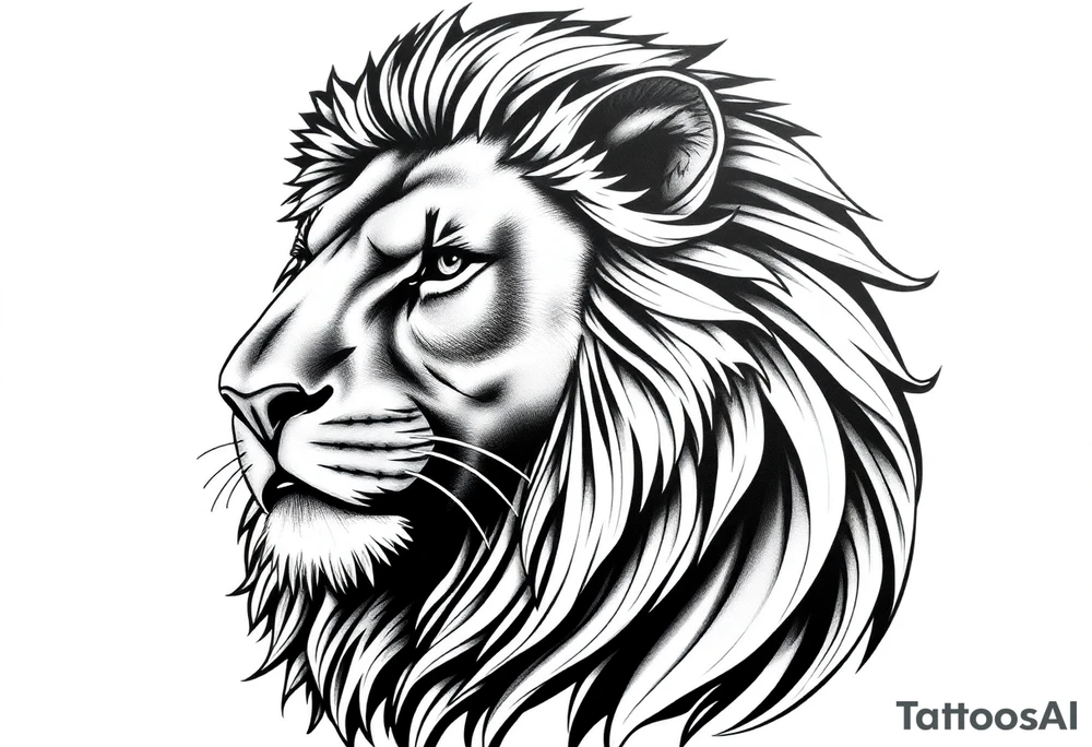 powerful majestic lion, close-up tattoo idea