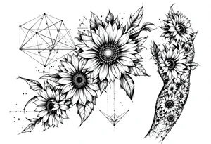 Sunflowers and geometry tattoo idea