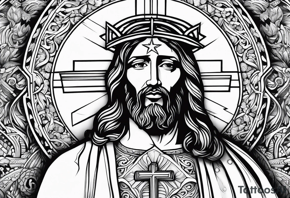 jesus olhando pra cima na cruz tattoo idea