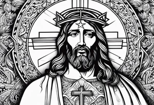 jesus olhando pra cima na cruz tattoo idea