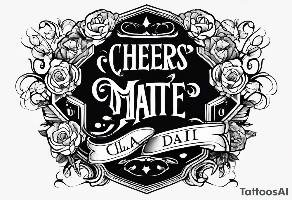 Cheers Mate text, armband +Cancer Ribbon tattoo idea
