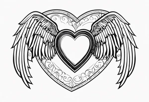 Y2K angel heart with wings tattoo idea