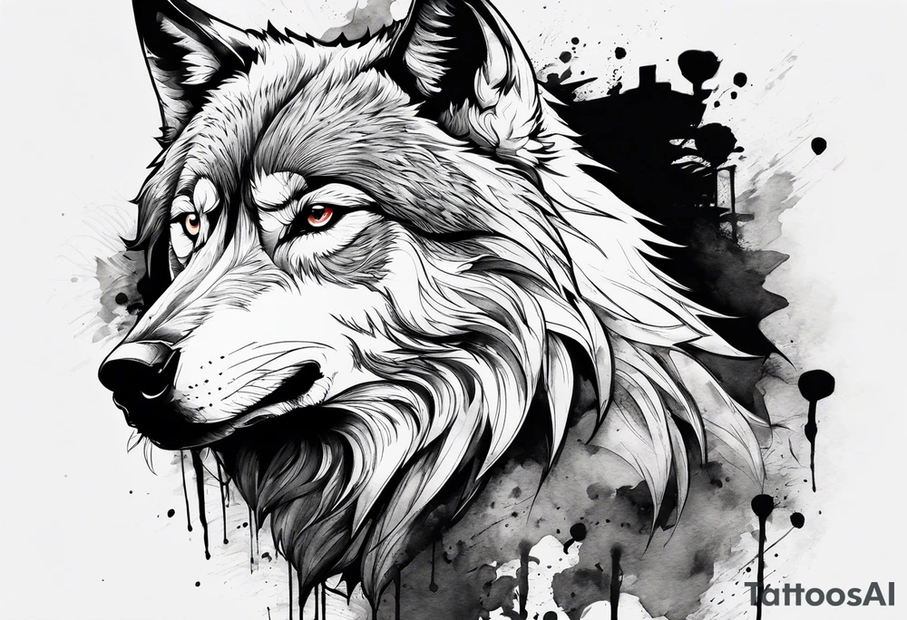 Injured wolf tattoo idea