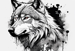 Injured wolf tattoo idea