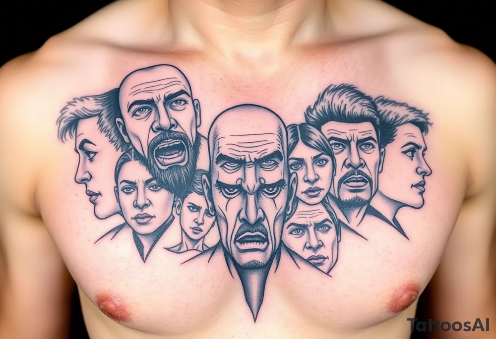 creative collage of different emotions tattoo idea