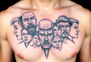 creative collage of different emotions tattoo idea