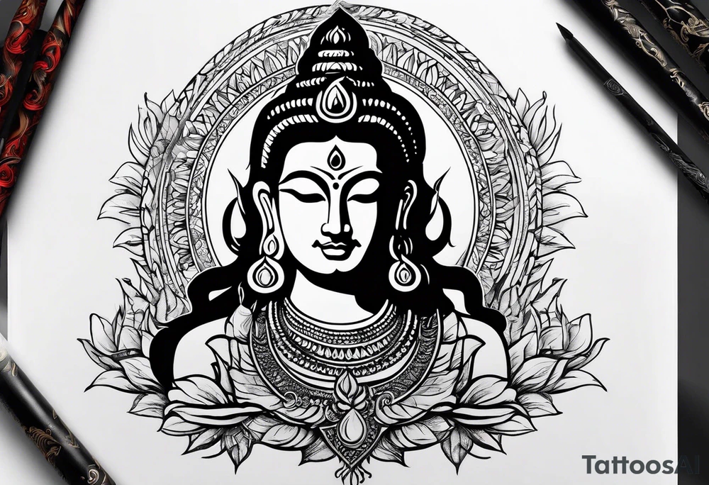 Shiva tattoo and add personality like adventure, karma , nothing is deep , positive, go with the flow tattoo idea