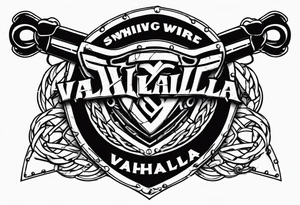 Valhalla sword shield barb wire chain tattoo idea