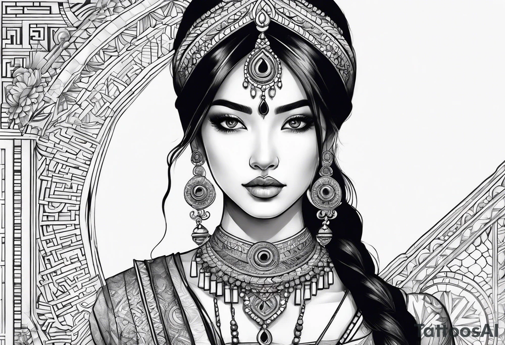 Girl indian chinese tattoo idea