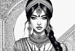 Girl indian chinese tattoo idea