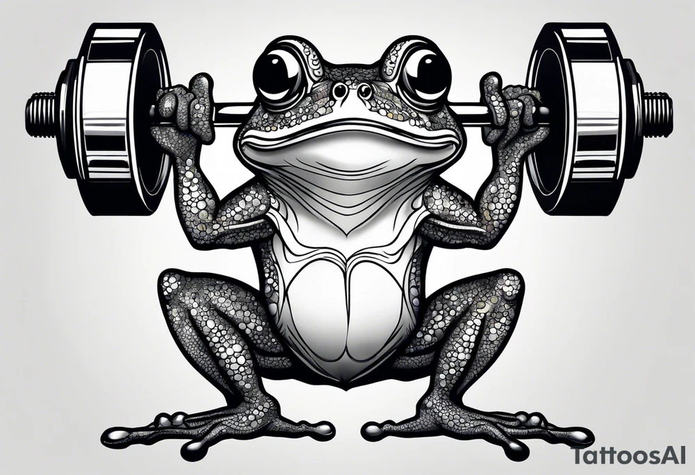 Strong old frog lifting dumbells tattoo idea