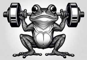 Strong old frog lifting dumbells tattoo idea