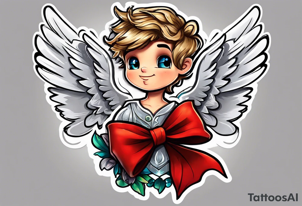 cupido  fly boy with wings and a bow, tattoo idea