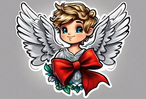 cupido  fly boy with wings and a bow, tattoo idea