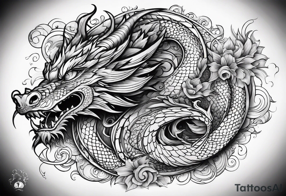 dragon swirling tattoo idea