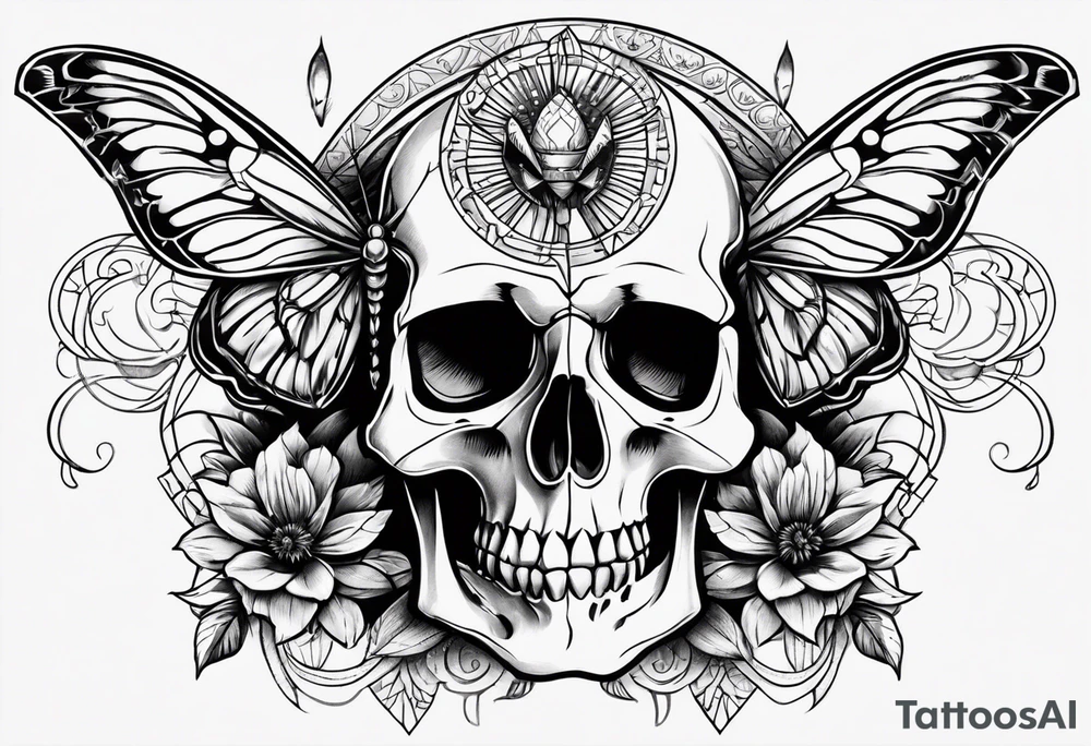 Skull and moth tattoo idea