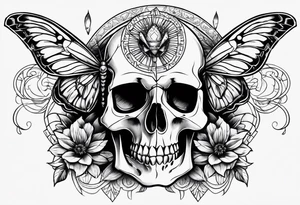 Skull and moth tattoo idea