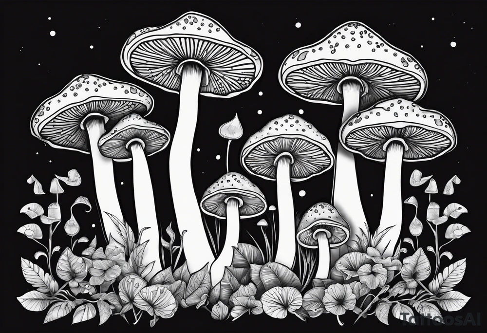magic mushrooms tattoo idea