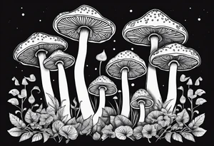 magic mushrooms tattoo idea