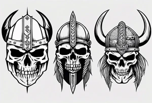 Skeleton with a viking helmet tattoo idea