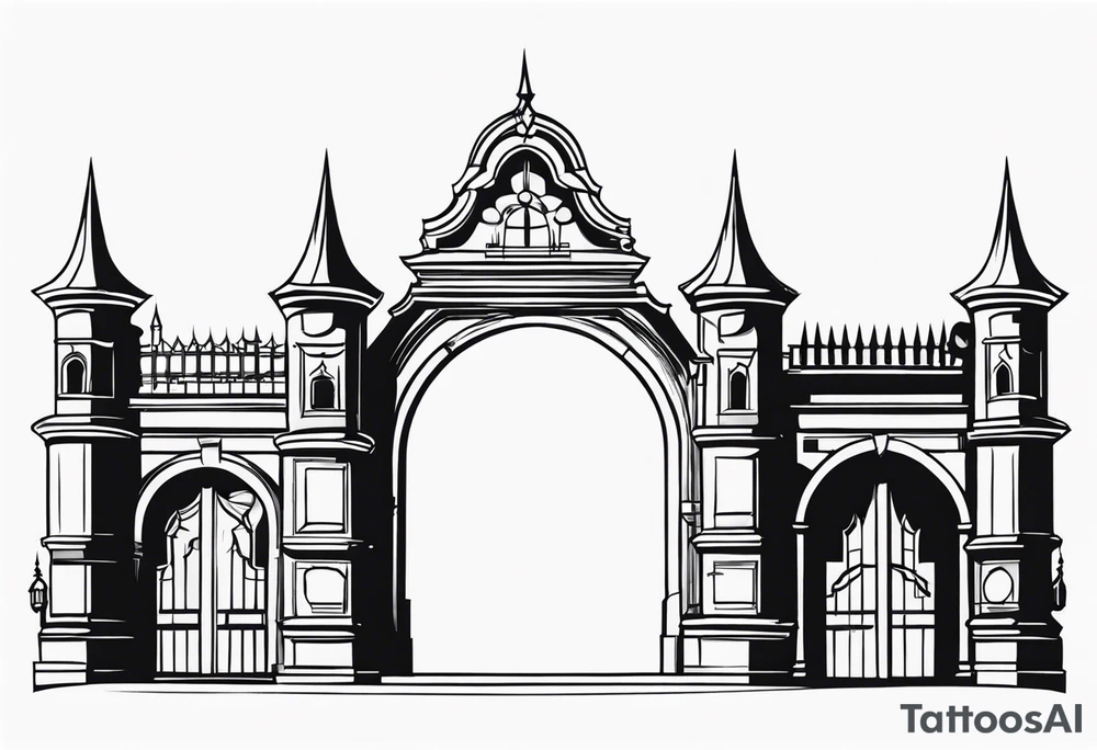 town gate vector tattoo idea
