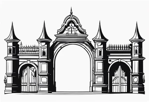 town gate vector tattoo idea