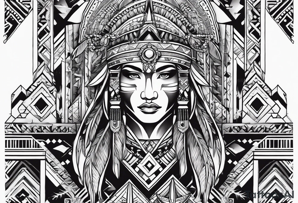 Arm band Comanche native symbols with Aquarius theme tattoo idea