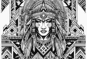 Arm band Comanche native symbols with Aquarius theme tattoo idea