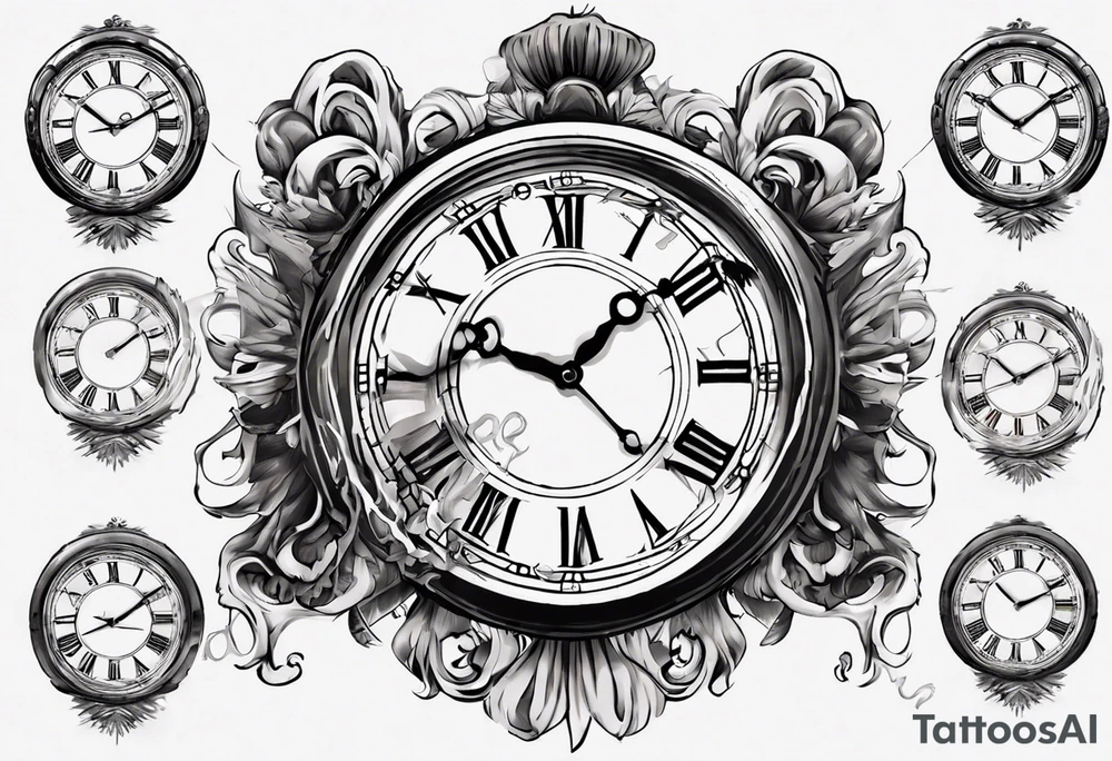 Clockface with roman numerals. Time: 00:07, date: January 21st tattoo idea