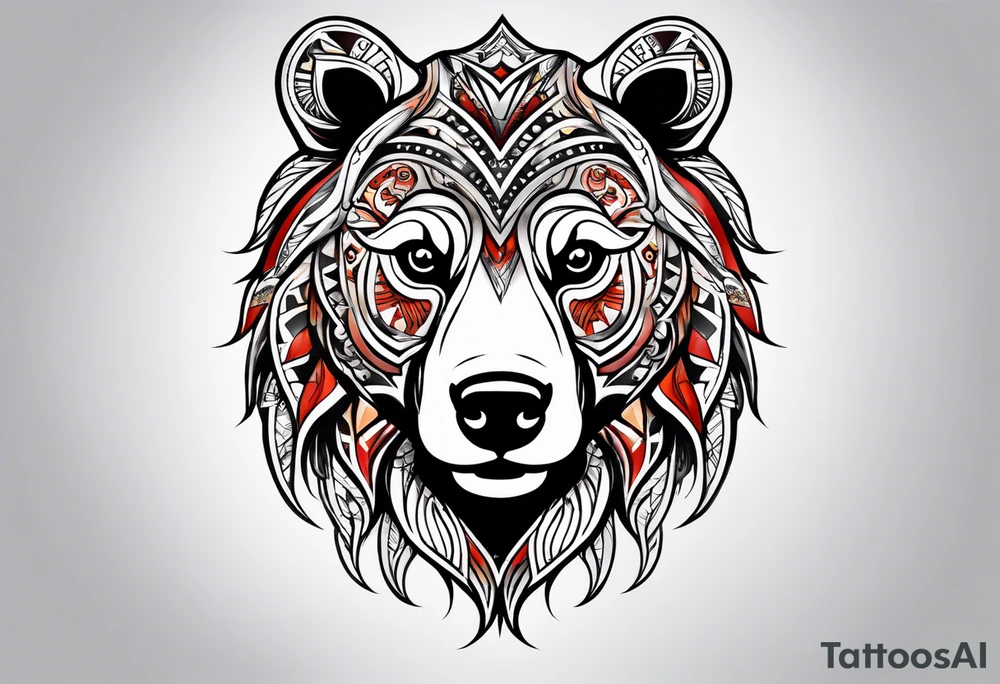 Tribal half sleeve with a bear tattoo idea